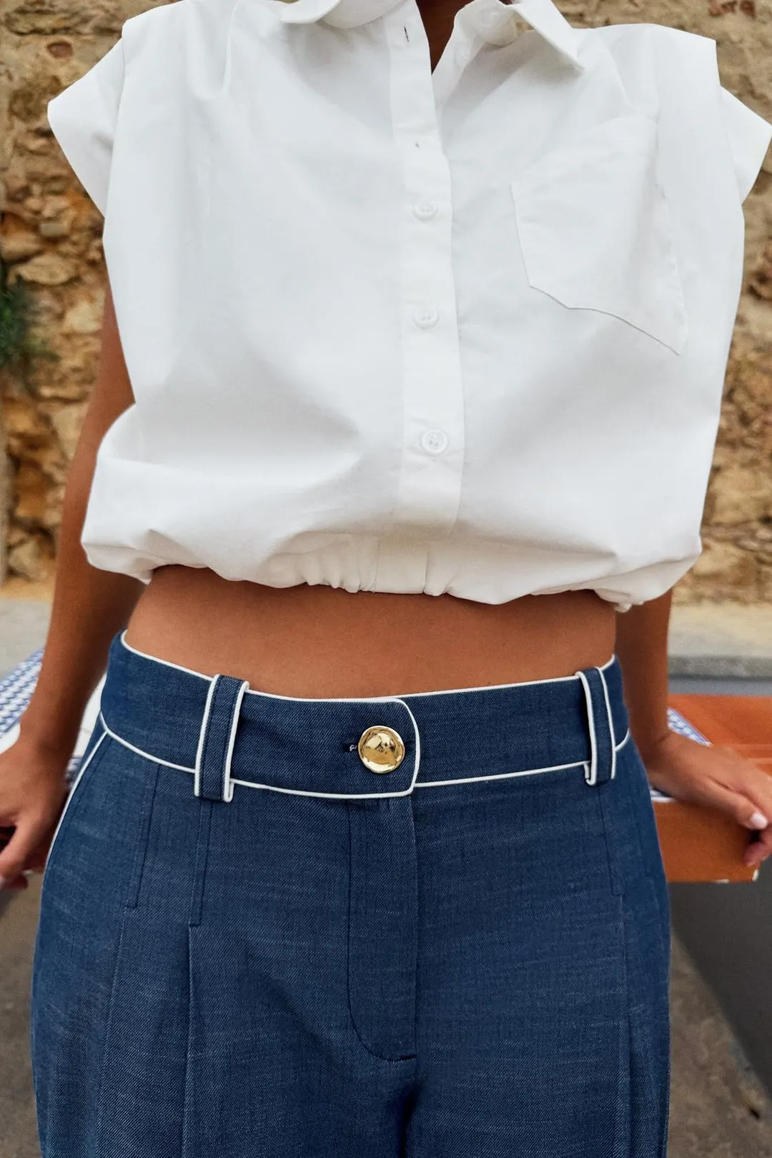 Удлиненные бермуды с контрастным кантом, Zara