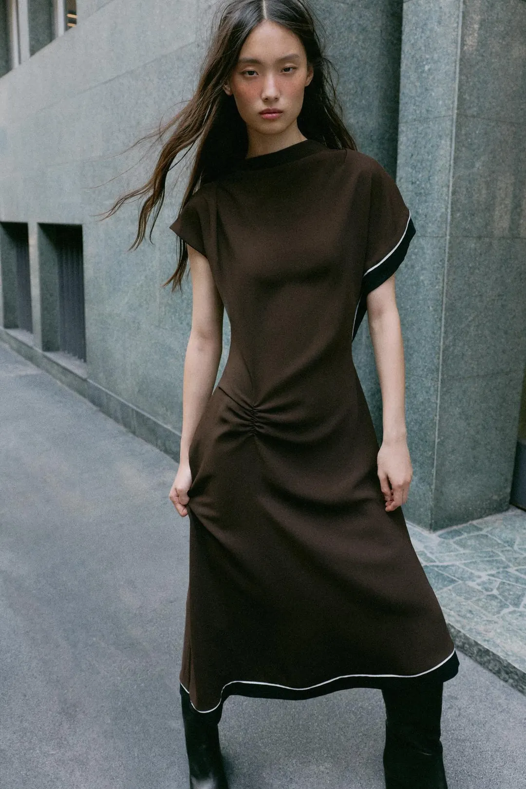 Платье миди асимметричное, Zara