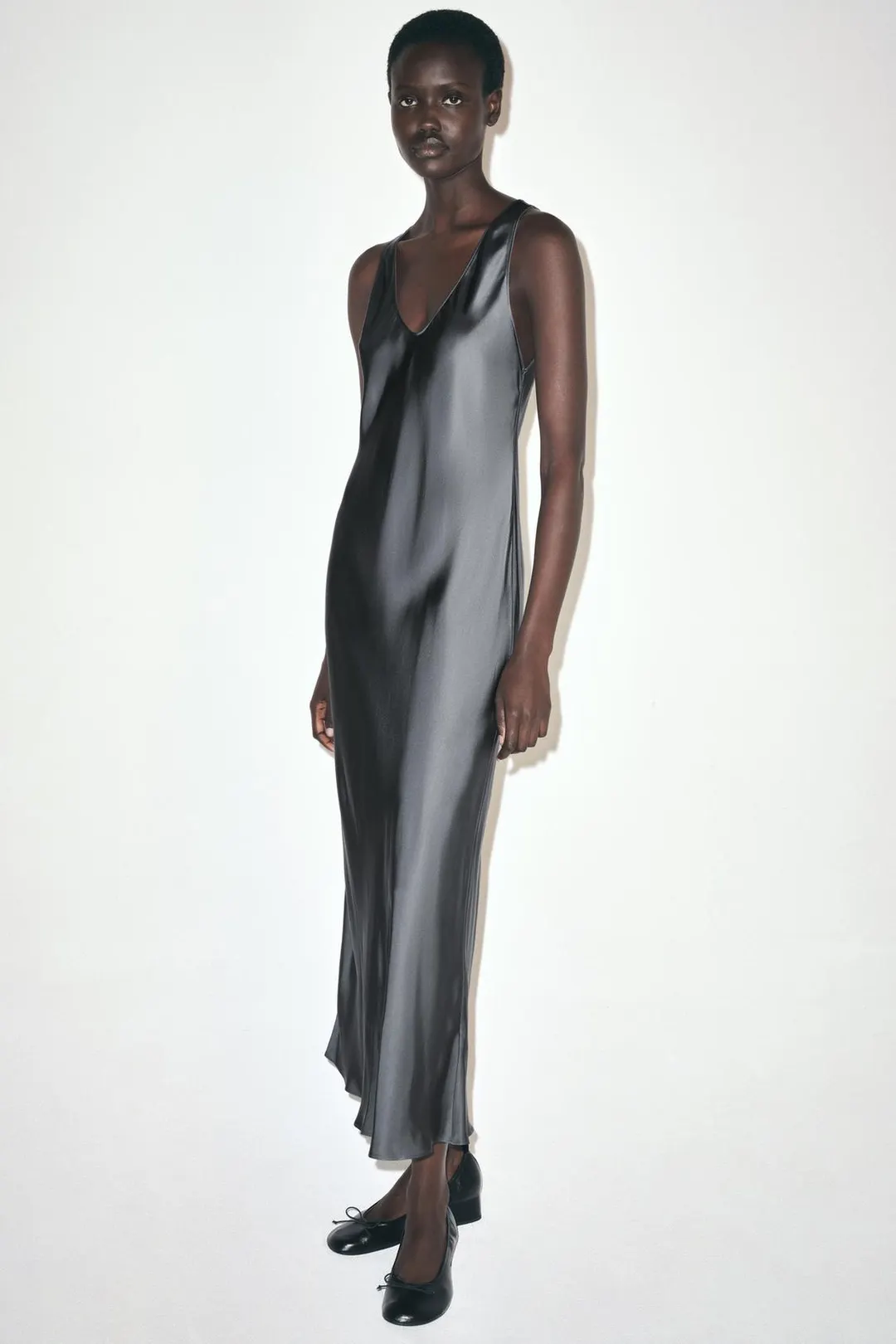 Платье длинное атласное ZW Collection, Zara
