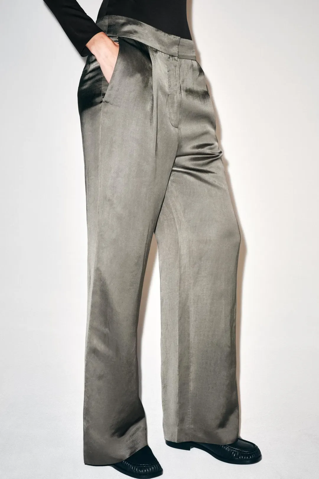 Брюки широкие атласные ZW Collection, Zara