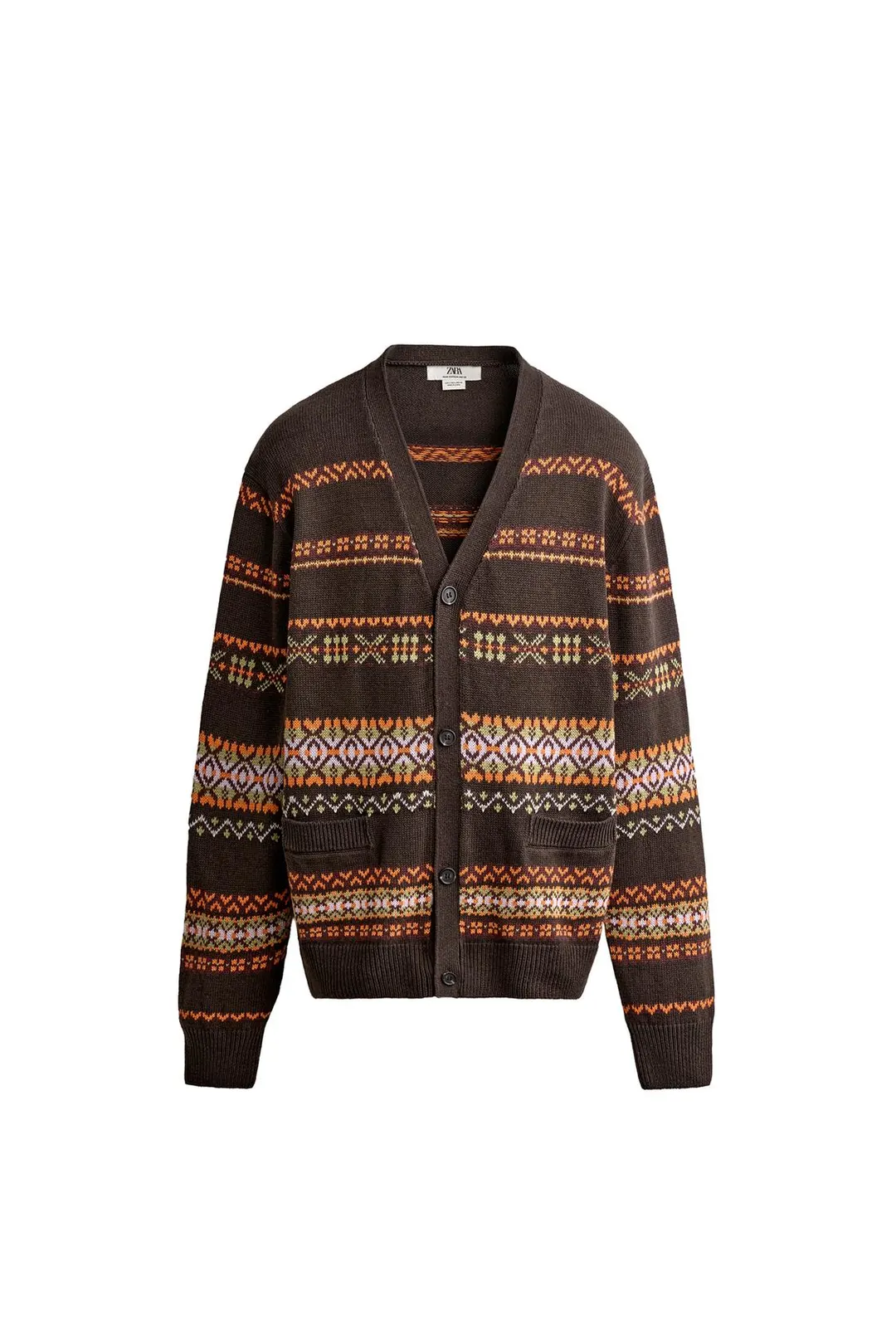 Жаккардовый кардиган стандартного кроя из хлопка и льна, Zara