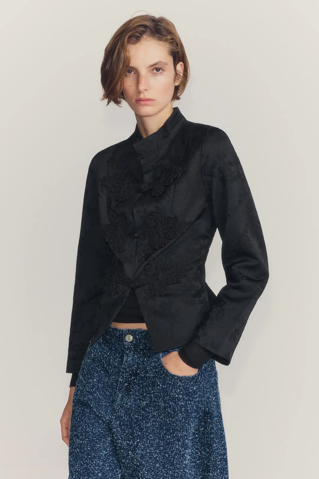 Жаккардовая куртка с застежкой в стиле дафлкот ZW Collection, Zara