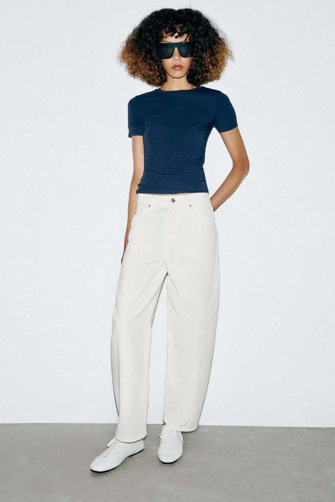 Джинсы barrel Z1975 с высокой посадкой, Zara