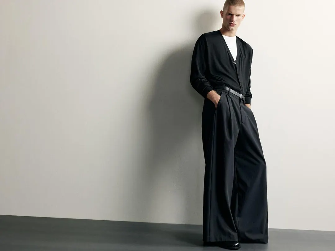 Брюки широкие со складками, Zara
