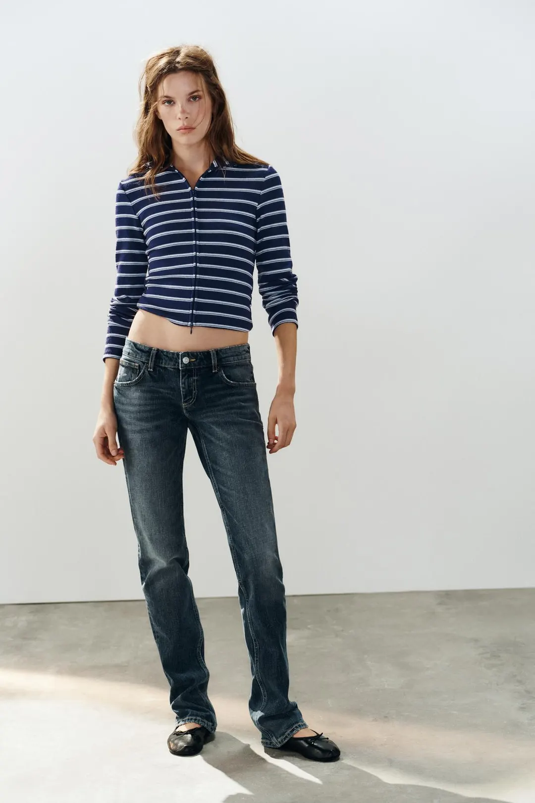 Куртка в полоску на молнии, Zara