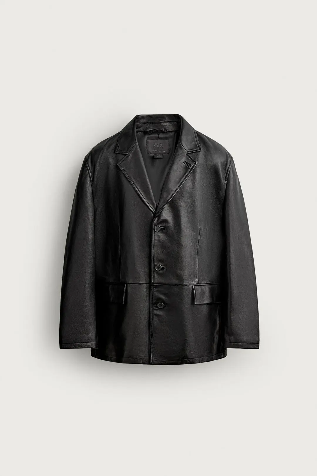 Кожаный блейзер свободного кроя, Zara