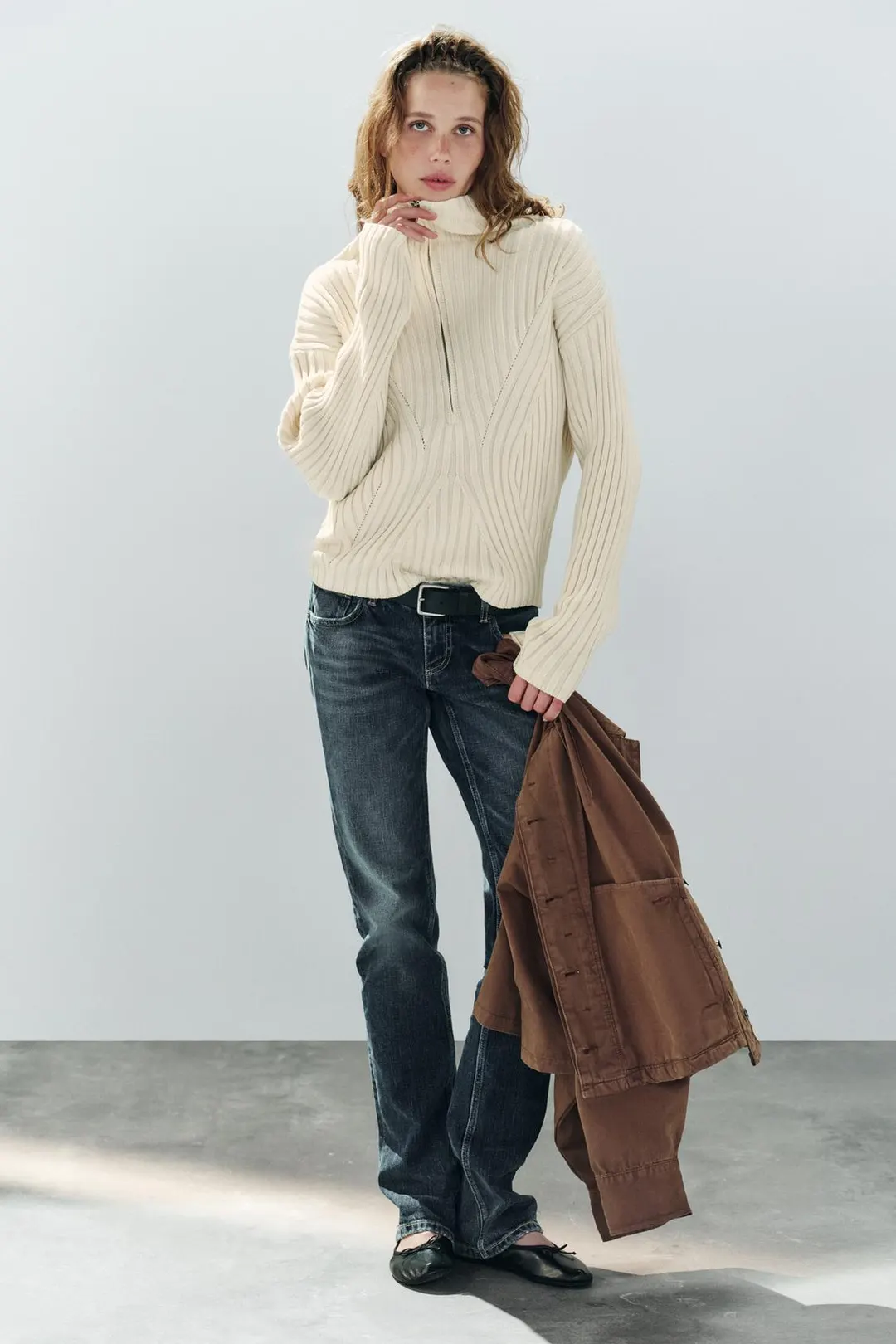 Вязаный свитер в рубчик, Zara