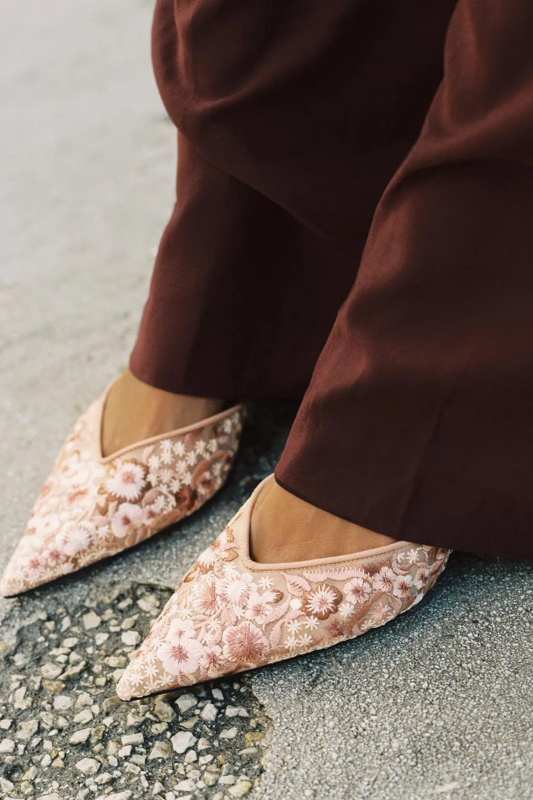 Туфли на каблуке из сетки с вышивкой, Zara