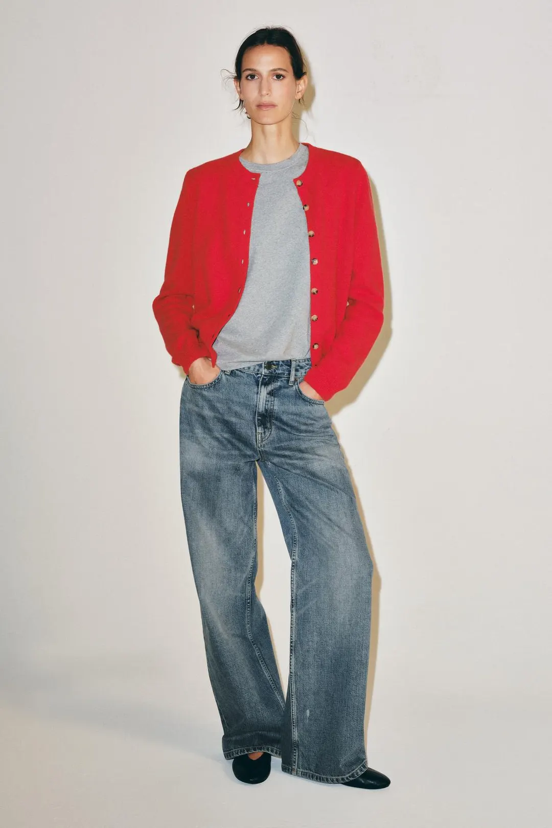 Кардиган из кашемира и шерсти на пуговицах, Zara