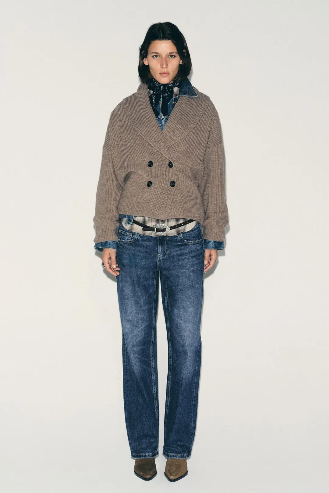 Двубортный вязаный кардиган, Zara
