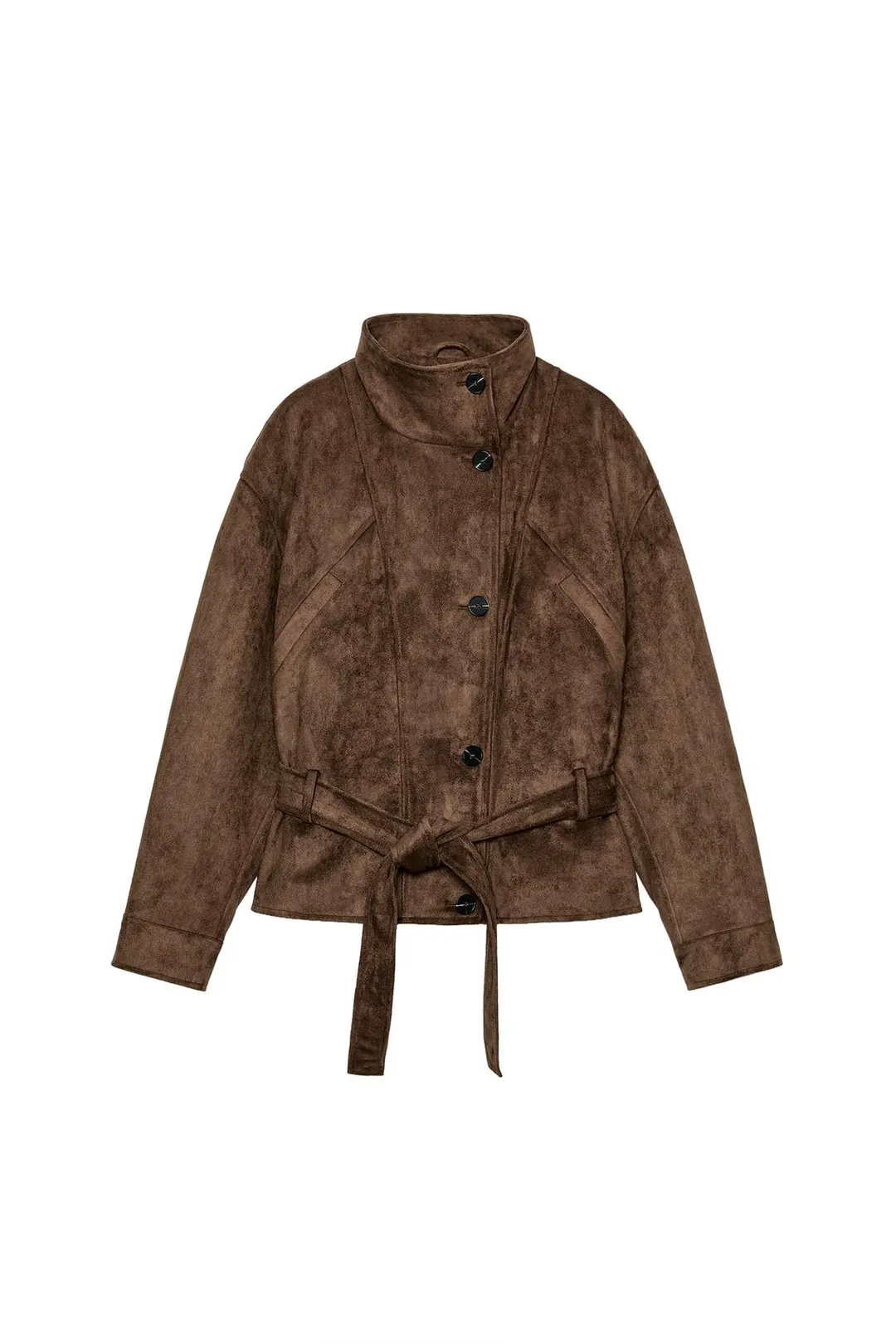 Куртка из искусственной замши с поясом, Zara