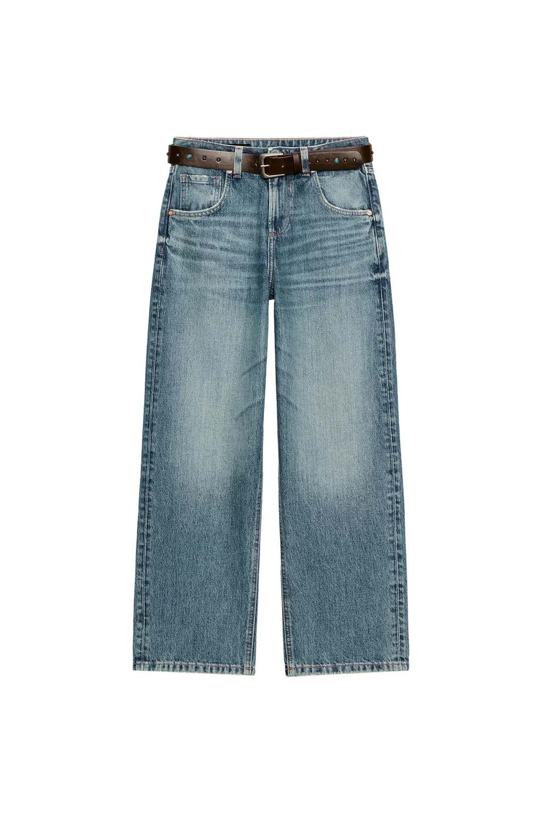 Джинсы кюлоты с высокой посадкой и поясом Z1975, Zara