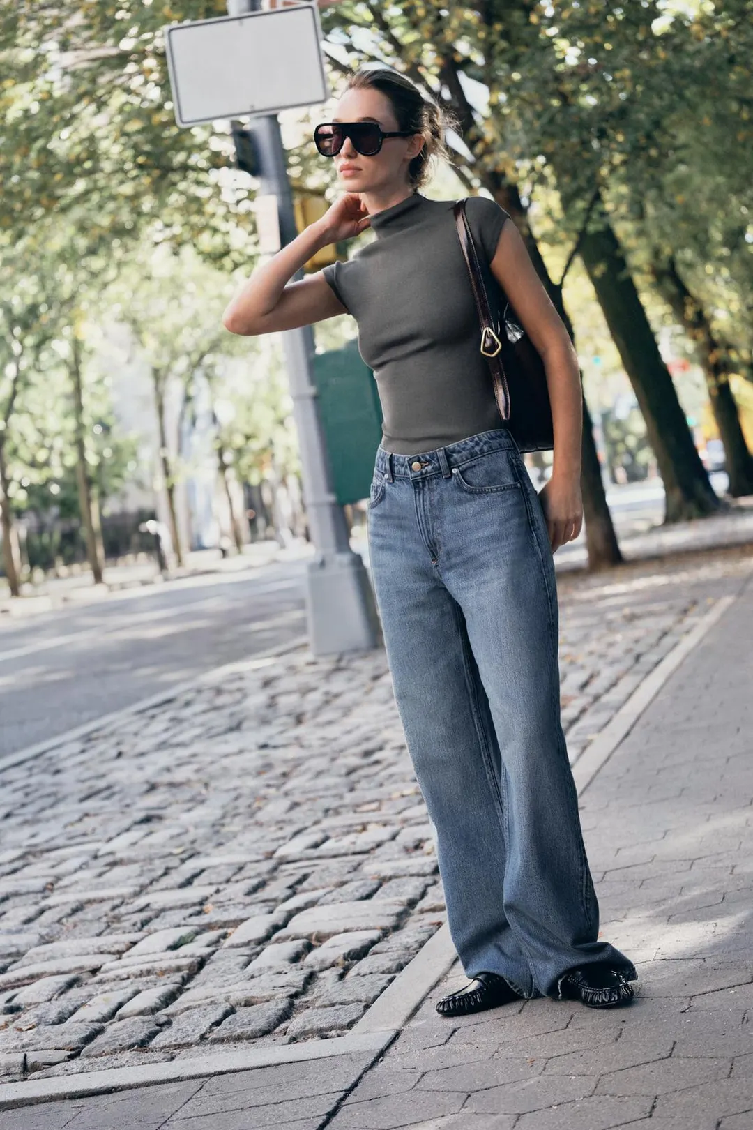 Топ из лиоцелла с воротником-стойкой, Zara