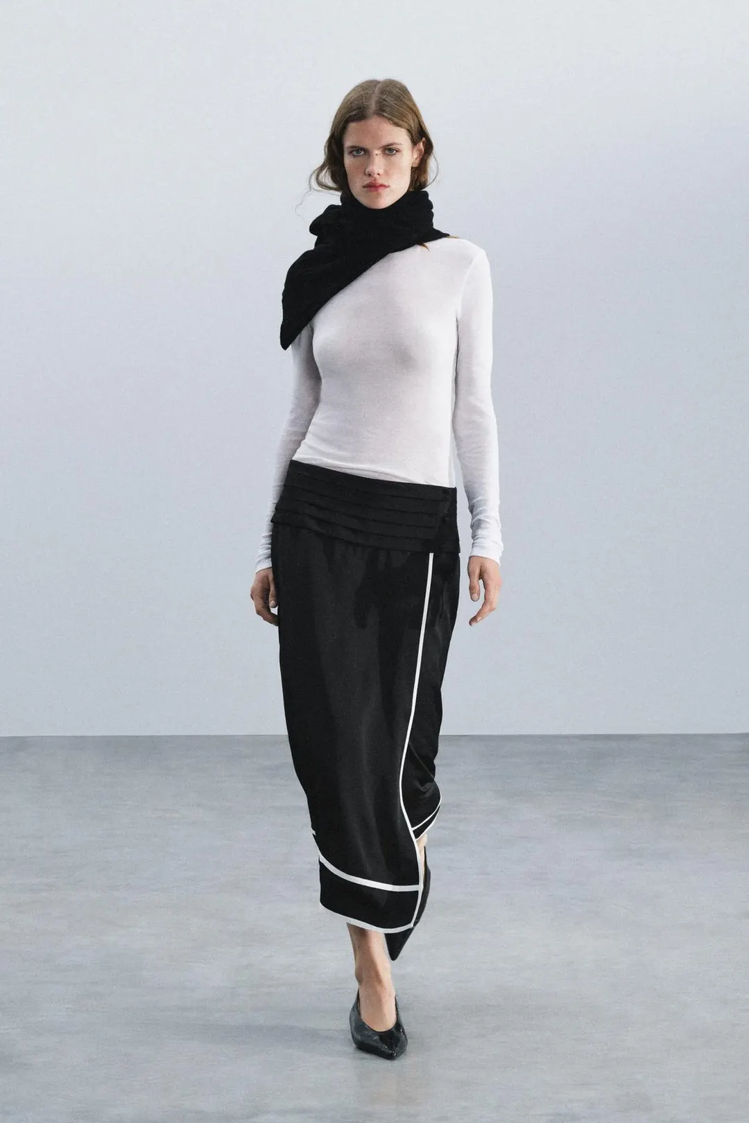 Юбка миди с поясом-лентой ZW Collection, Zara