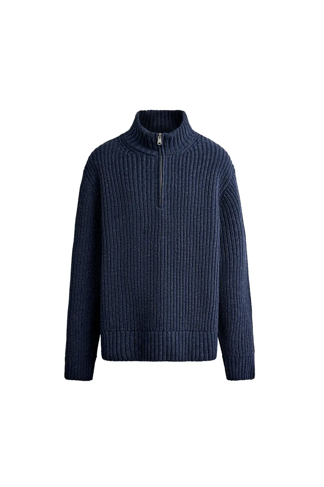 Свитер из хлопка и шерсти с молнией до груди, Zara