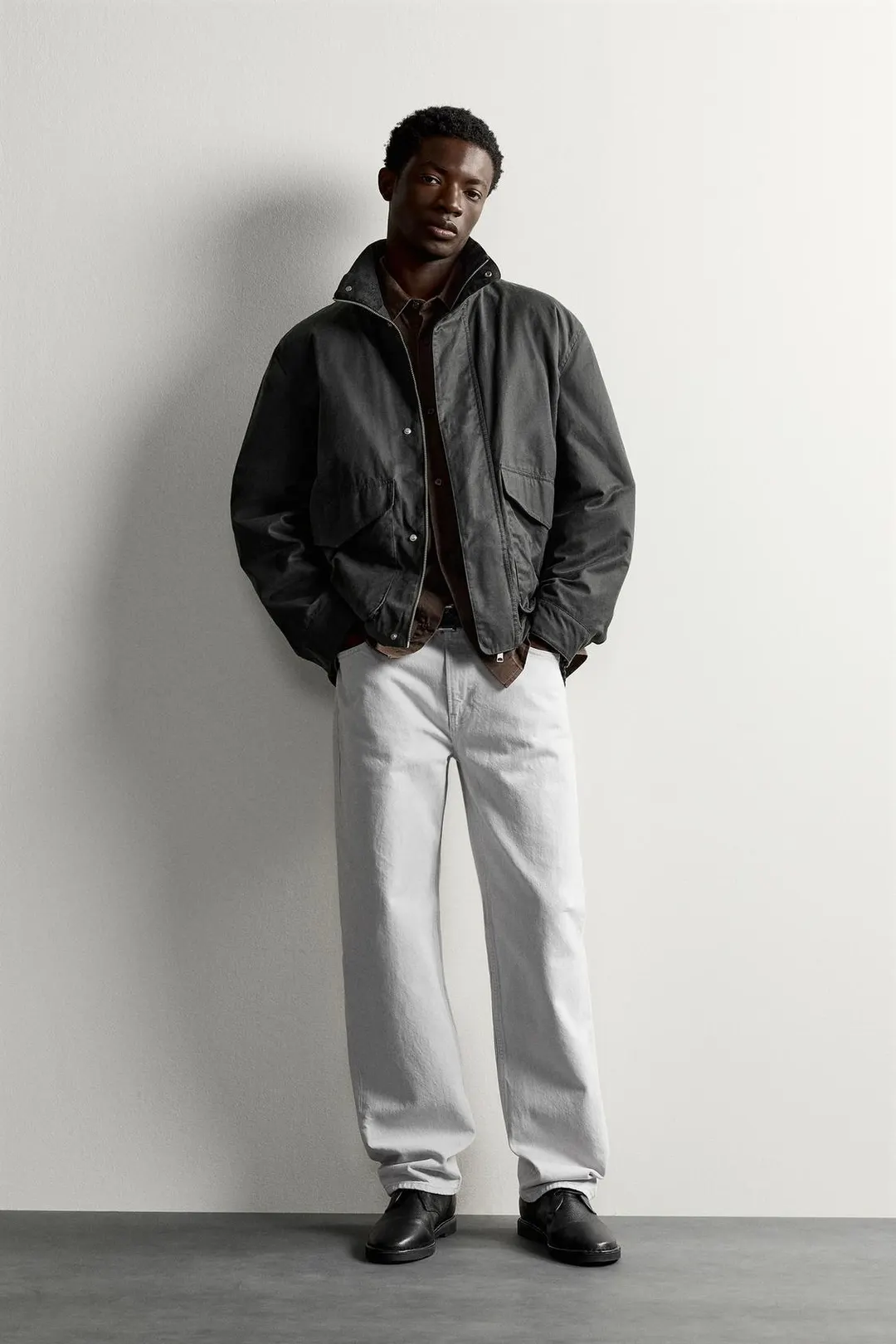 Куртка прямого кроя с вощеным эффектом, Zara