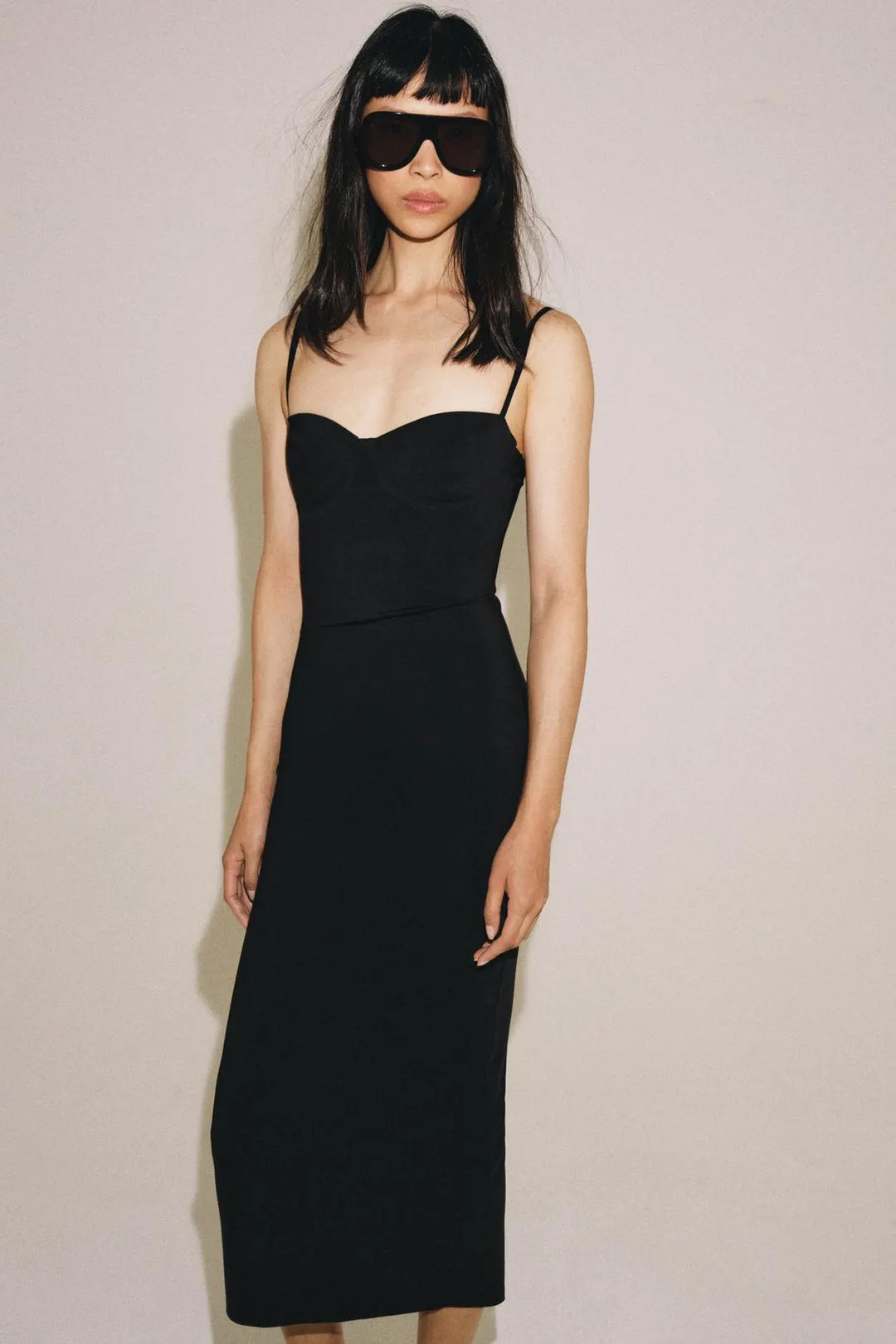 Платье миди из полиамида, Zara
