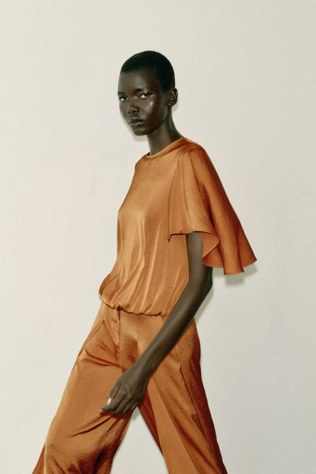 Рубашка струящаяся с рукавами с оборками, Zara