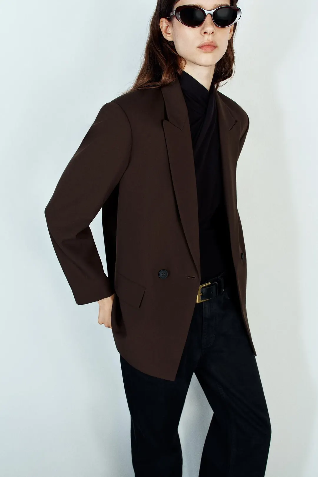Двубортный блейзер оверсайз, Zara