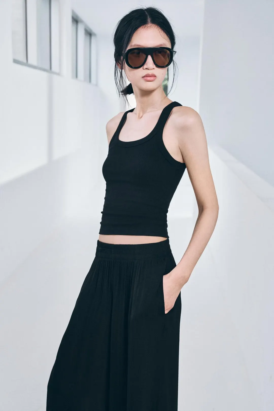 Топ без рукавов в рубчик, Zara