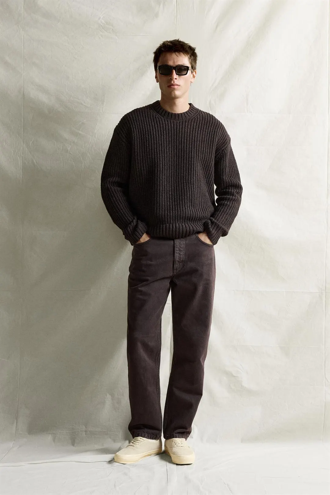 Брюки прямого кроя с эффектом стирки, Zara