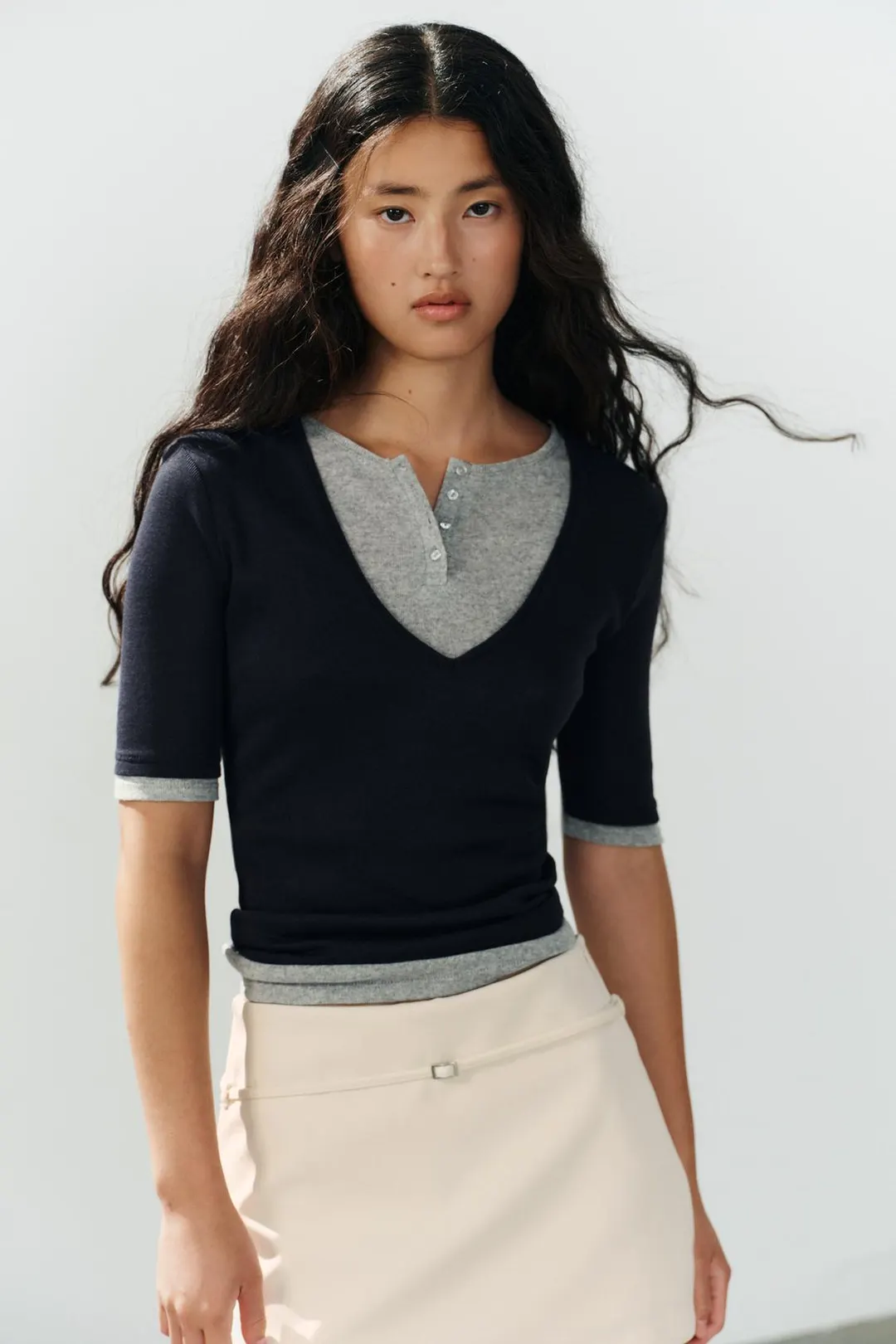 Топ хенли двухслойный, Zara