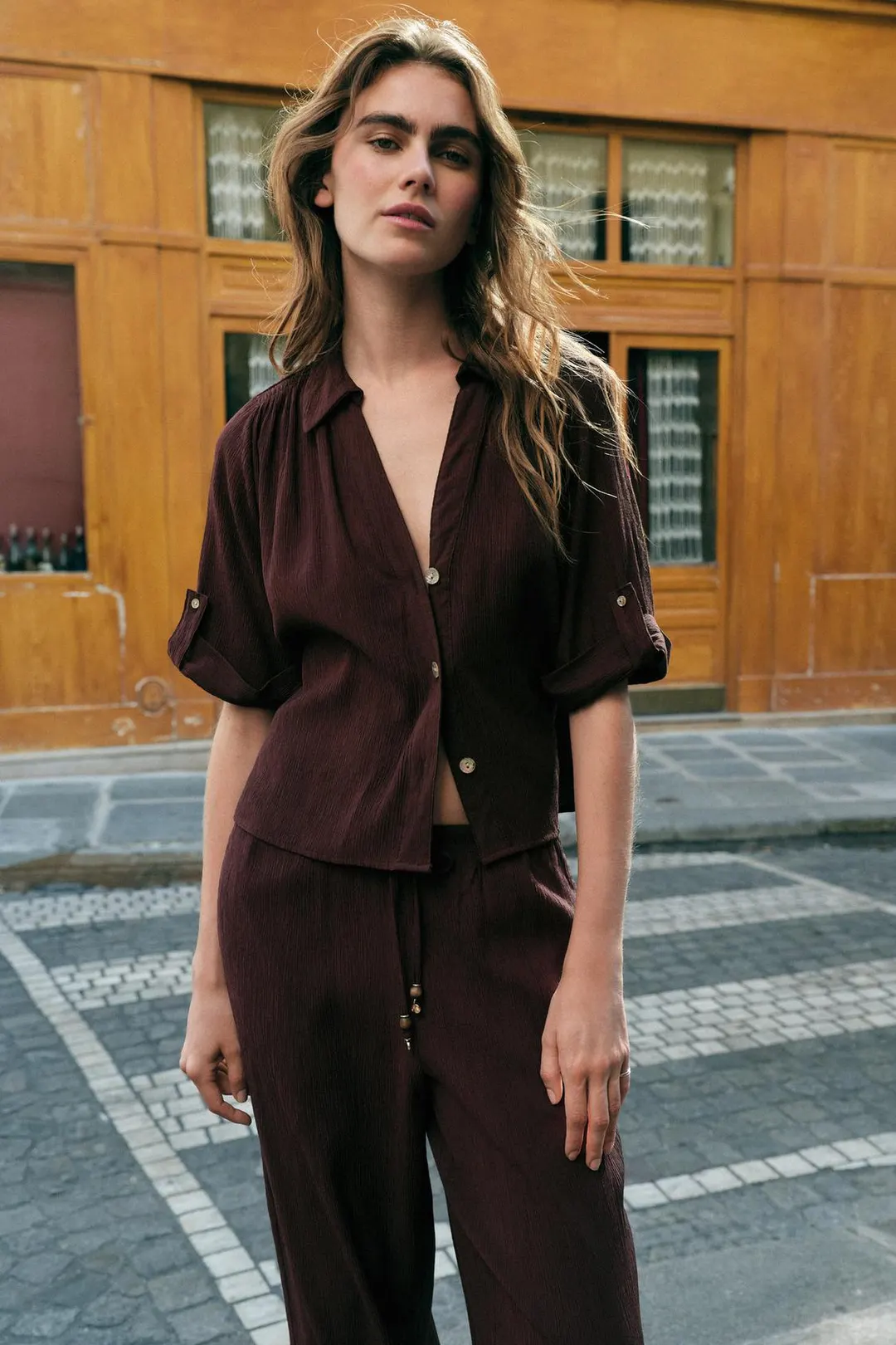 Струящаяся рубашка с короткими рукавами, Zara
