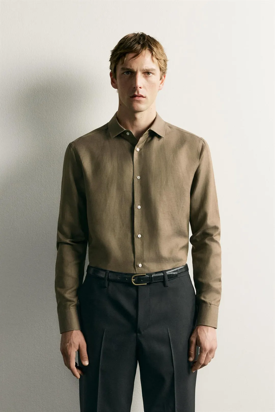 Рубашка прямого кроя из льна и лиоцелла, Zara