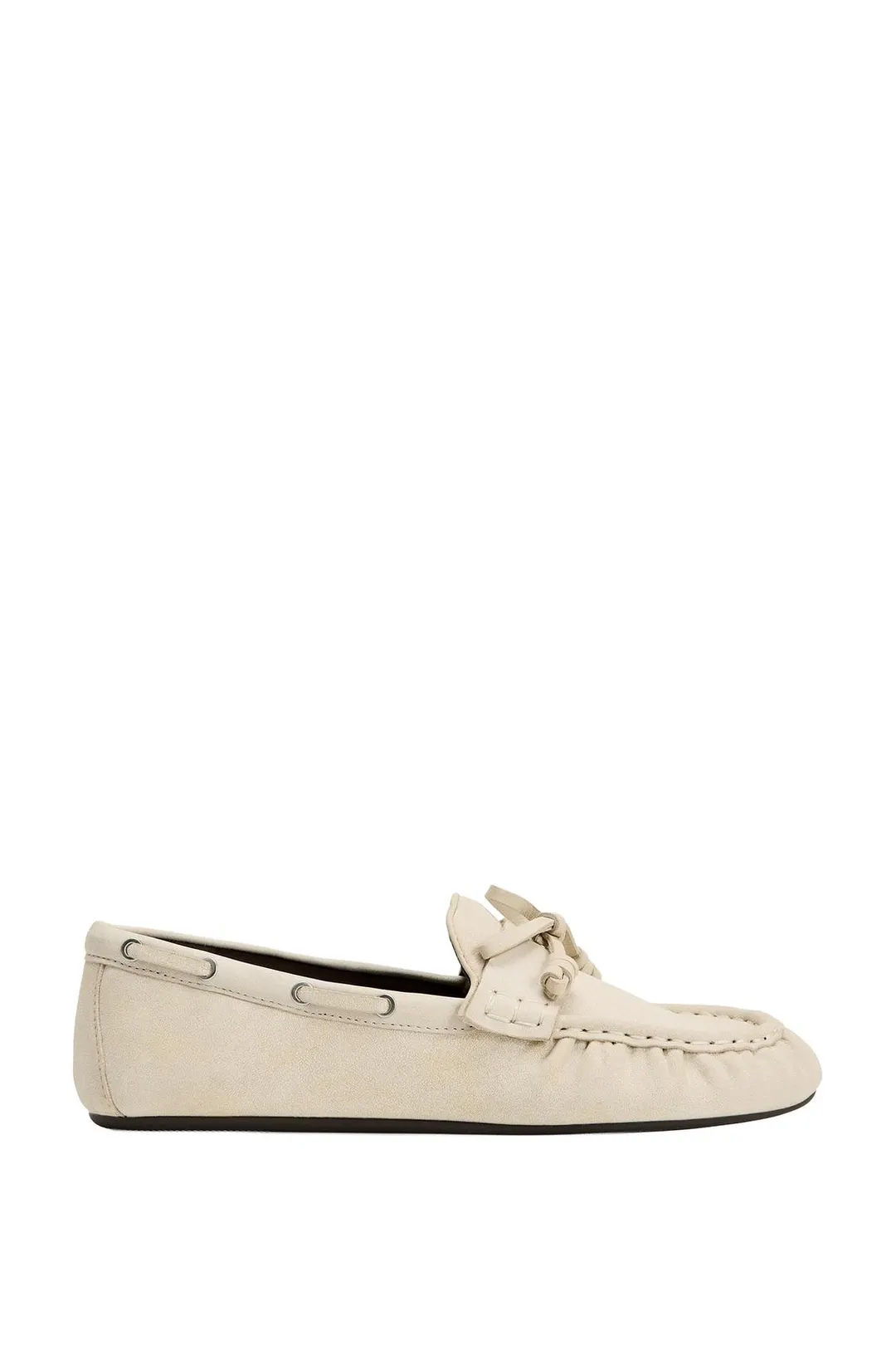 Лоферы без каблука из кожи со сборками, Zara