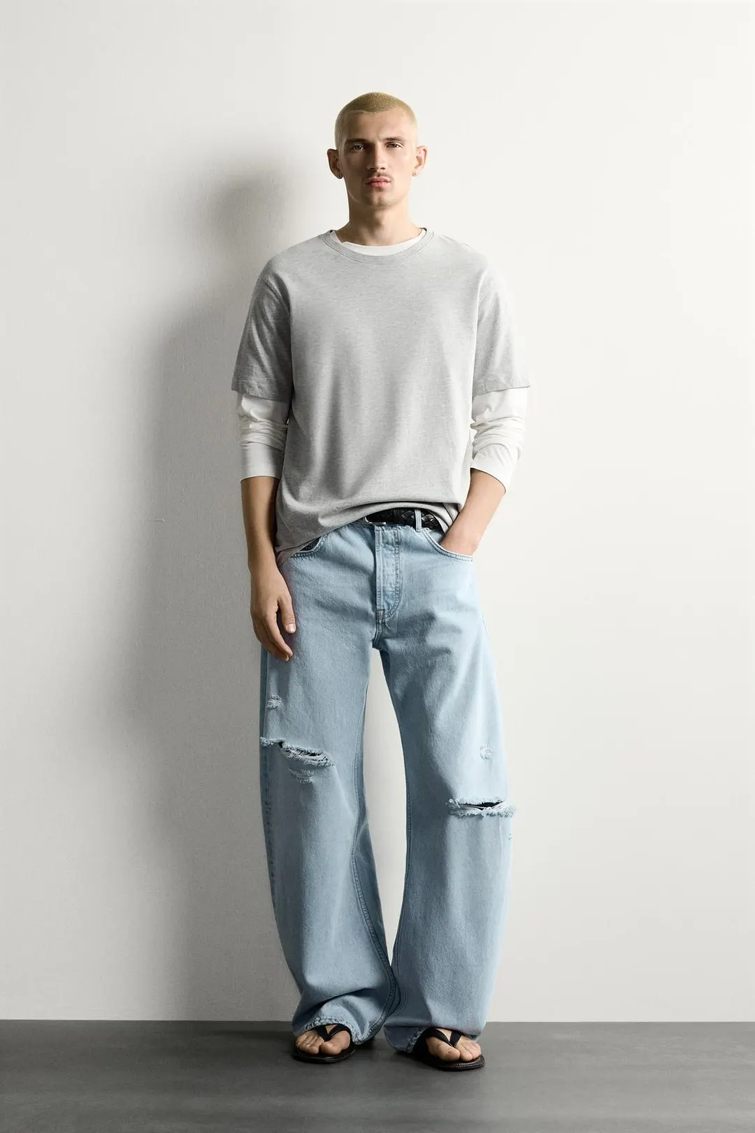 Джинсы barrel с разрывами, Zara