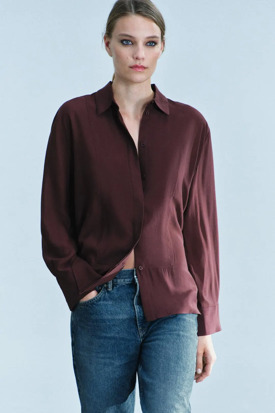Однотонная рубашка-манишка ZW Collection, Zara