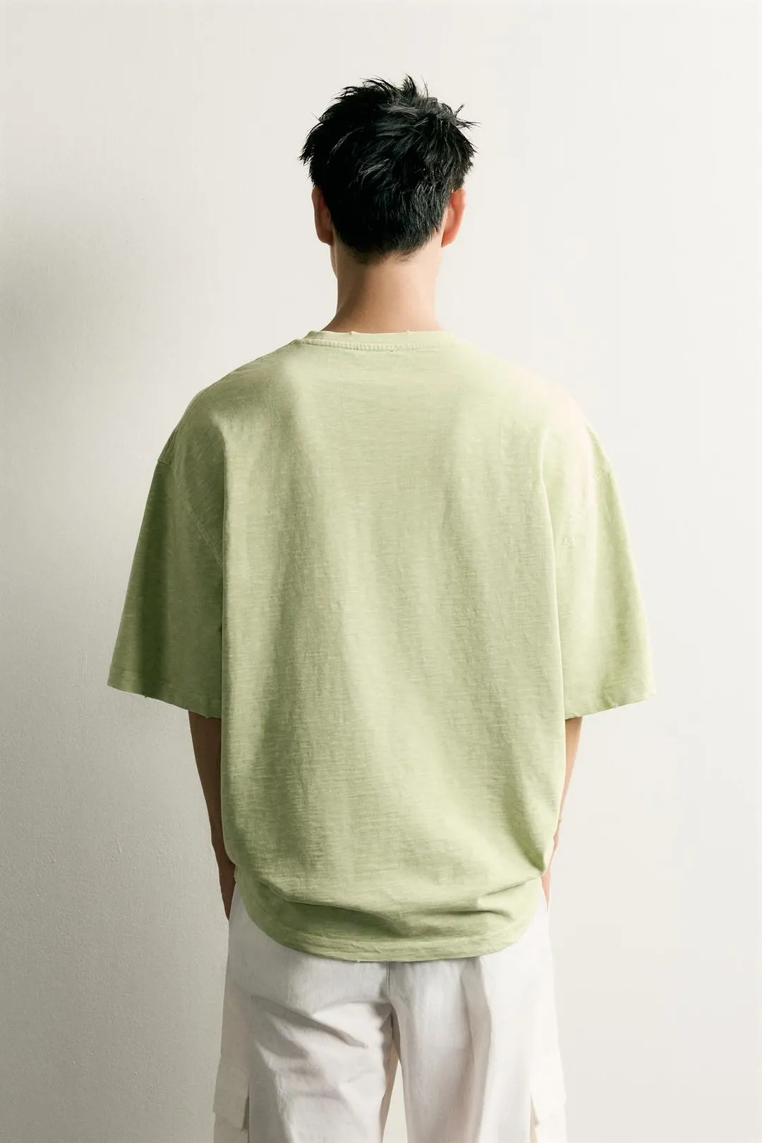 Футболка вареная из меланжевого трикотажа relaxed fit, Zara