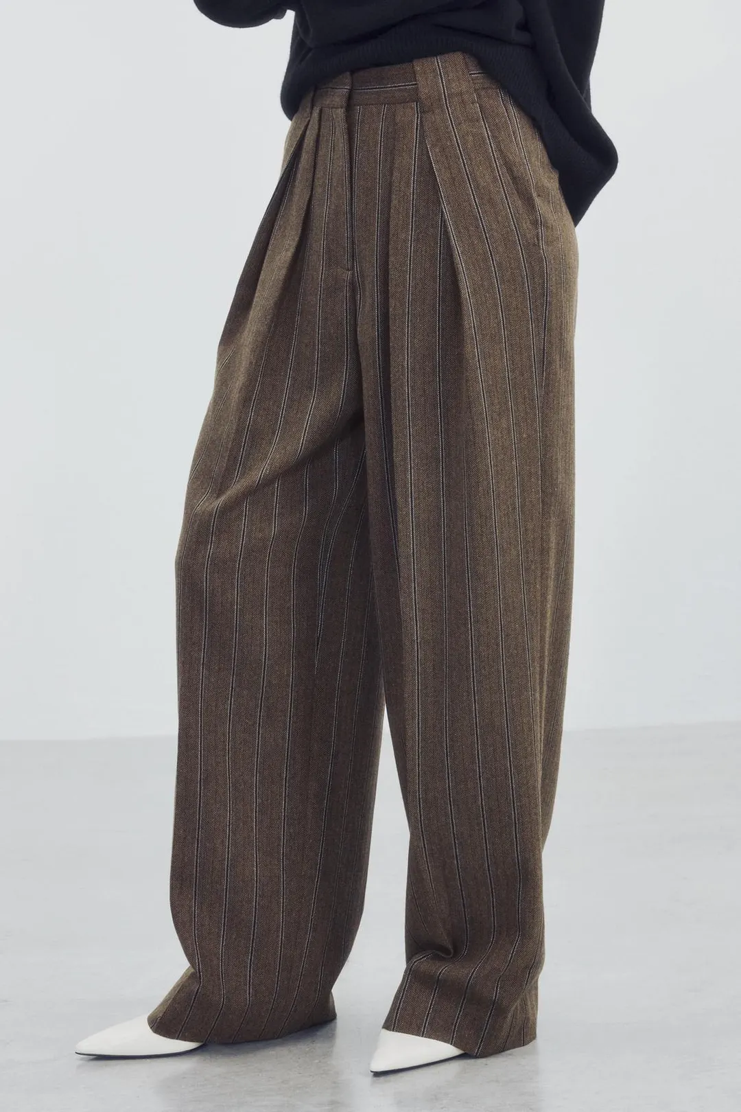 Брюки в полоску елочкой ZW Collection, Zara