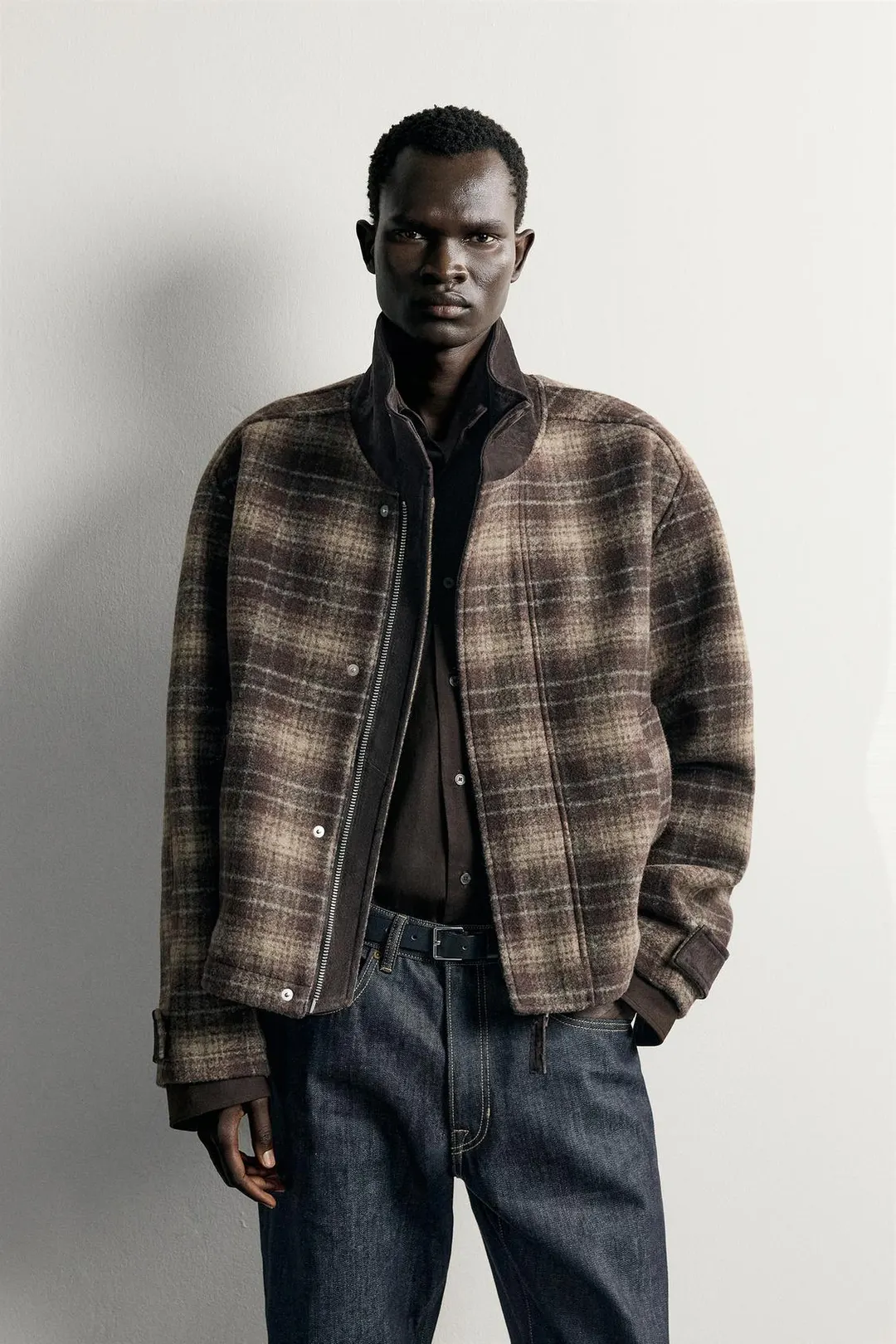 Куртка свободного кроя в контрастную клетку, Zara