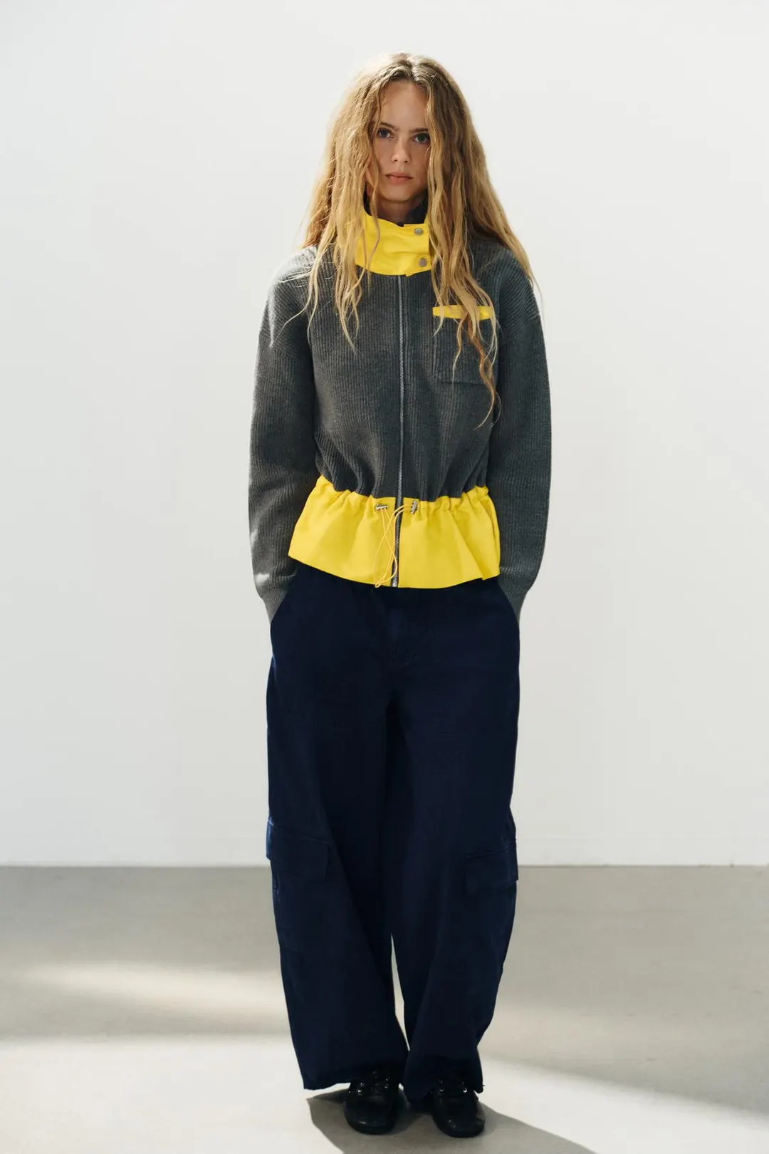 Куртка комбинированная вязаная, Zara