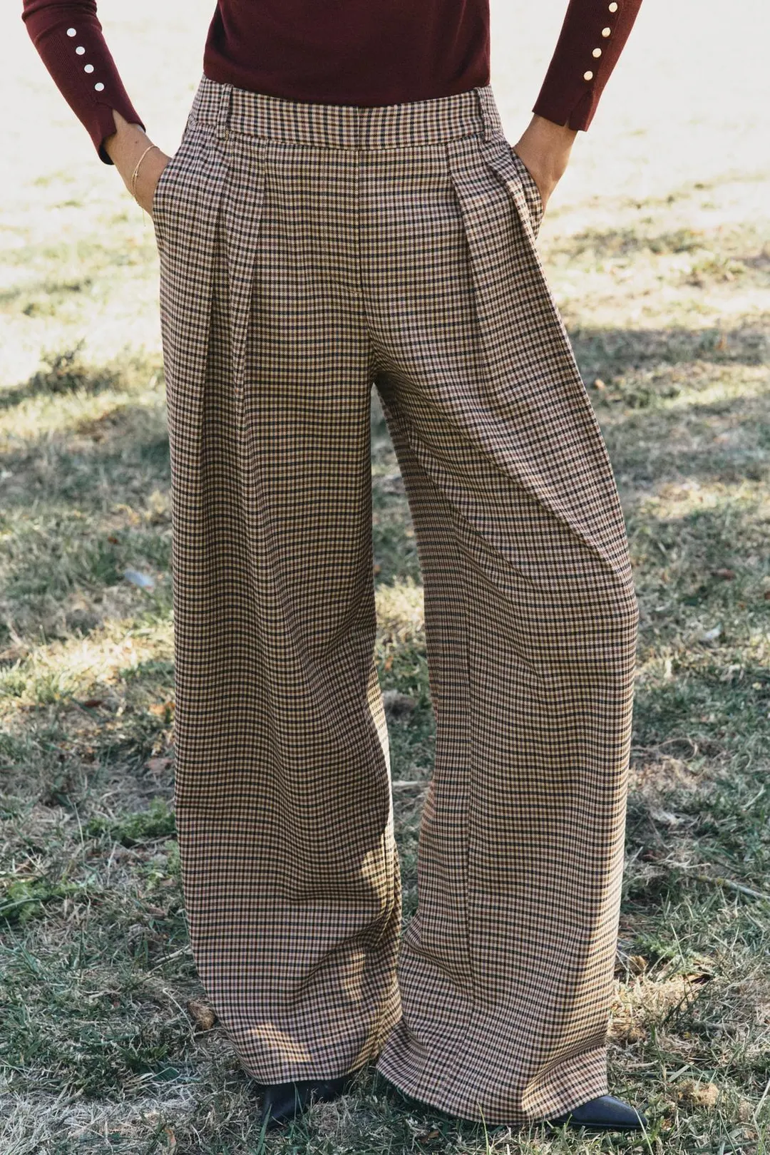 Брюки широкие в клетку, Zara