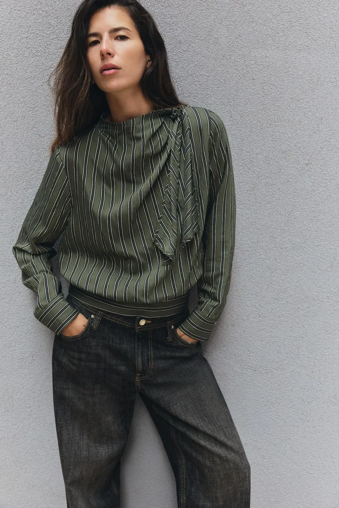 Блузка в полоску с узлом, Zara