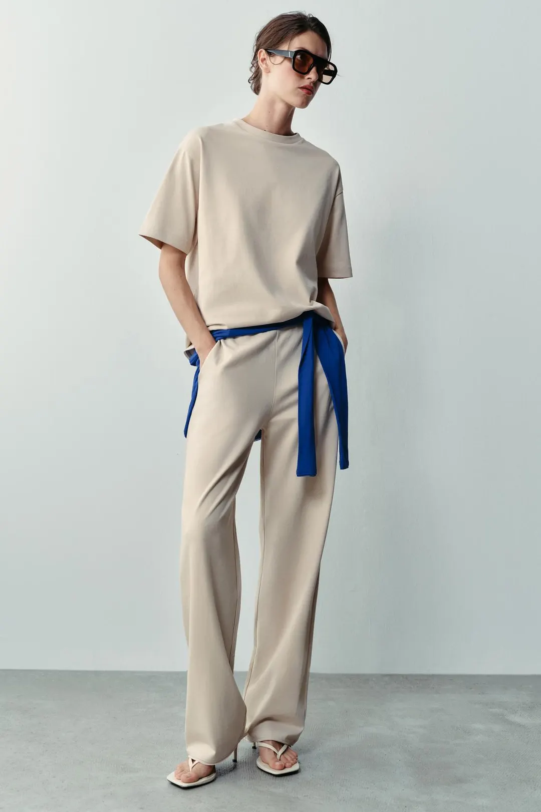 Брюки прямого кроя из хлопка, Zara
