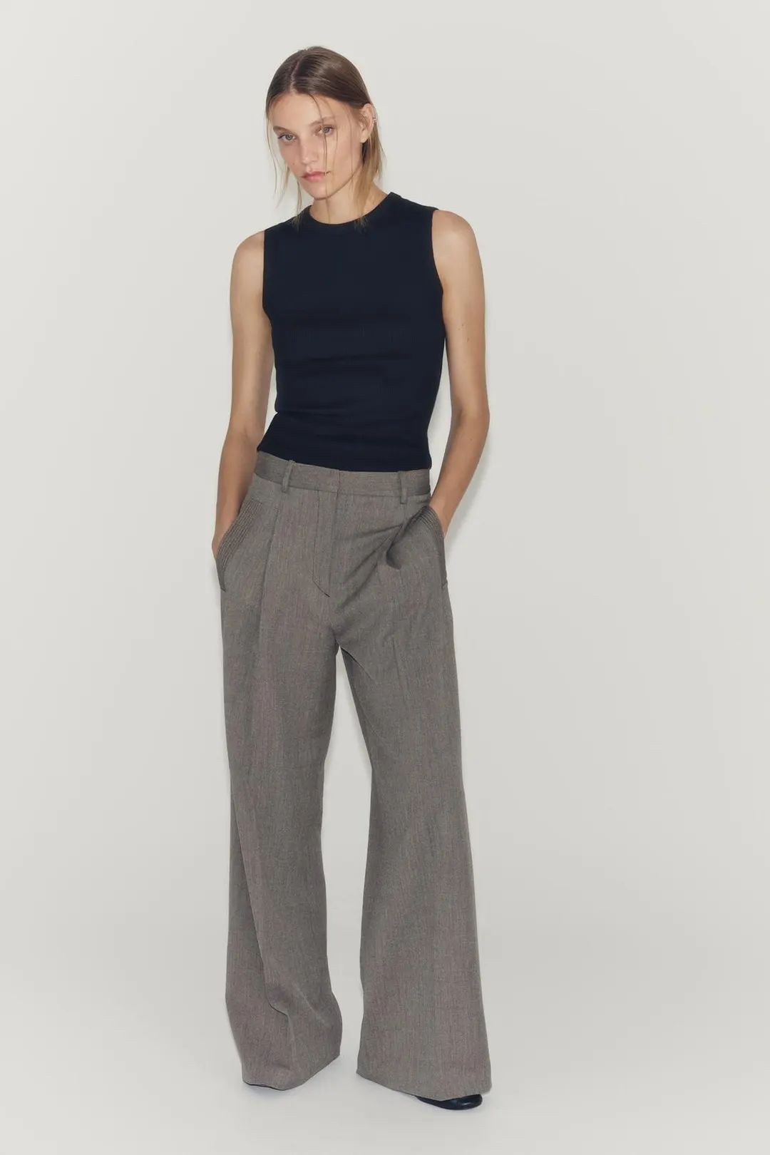 Топ без рукавов в рубчик, Zara