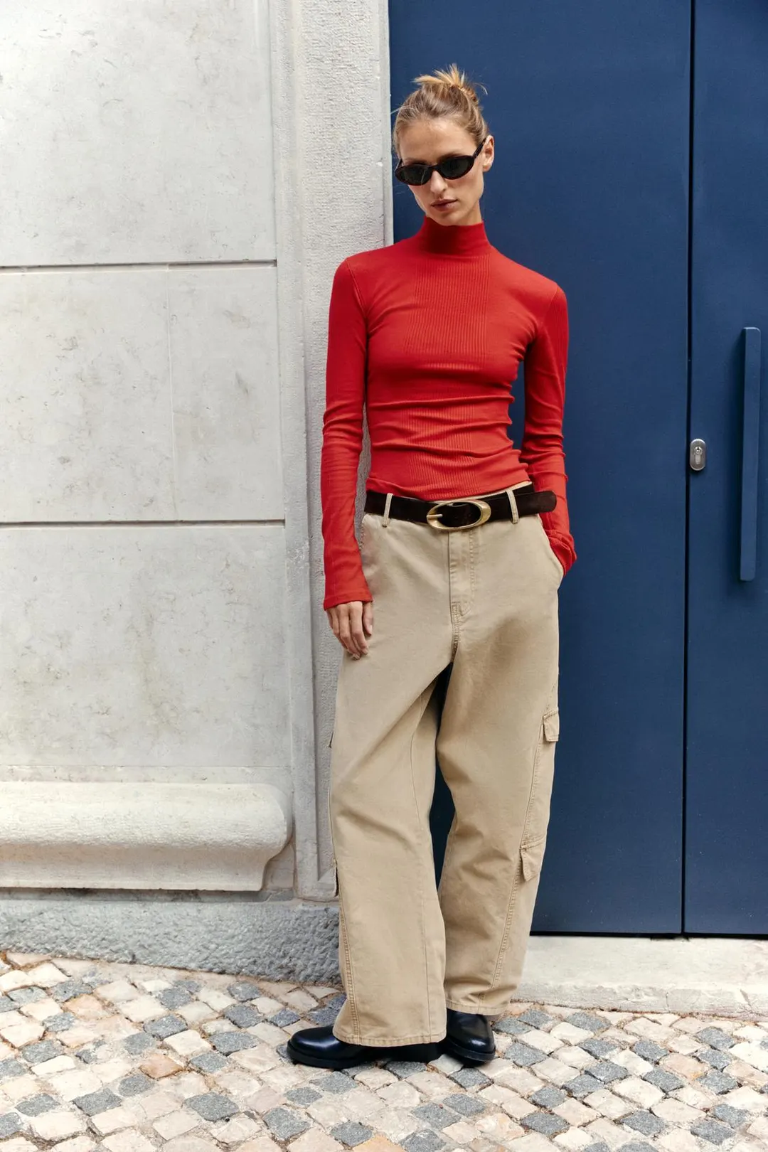 Футболка в рубчик с воротником-стойкой, Zara