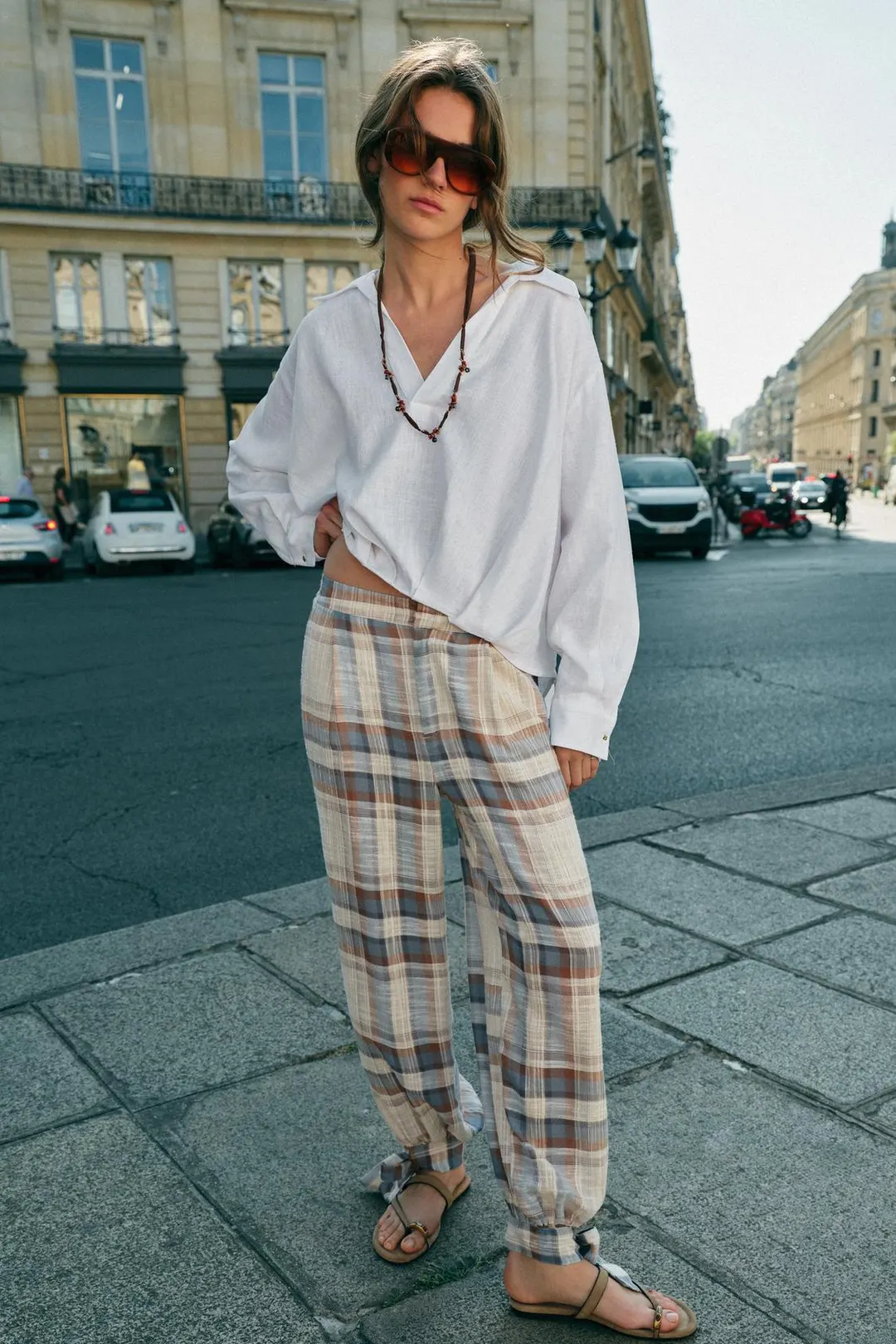 Брюки саруэл в клетку с бантами, Zara