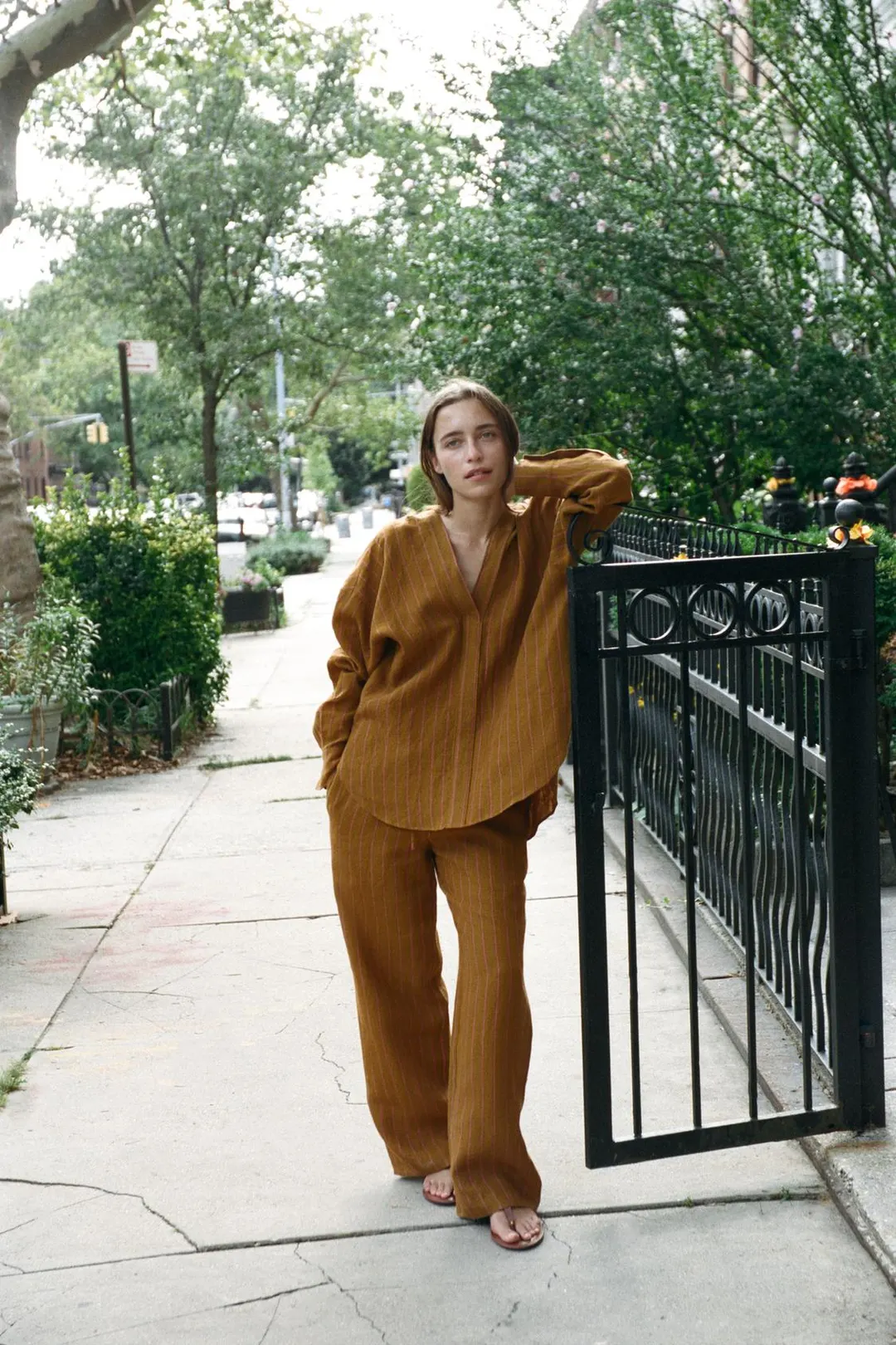 Полосатая рубашка из 100% льна, Zara
