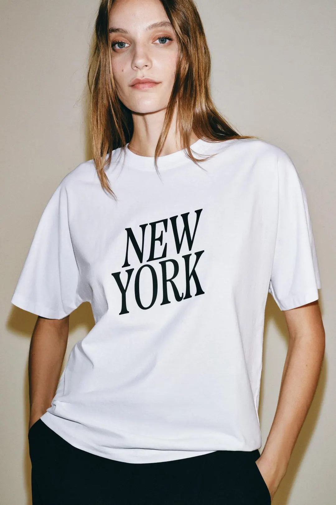 Футболка оверсайз с надписью, Zara
