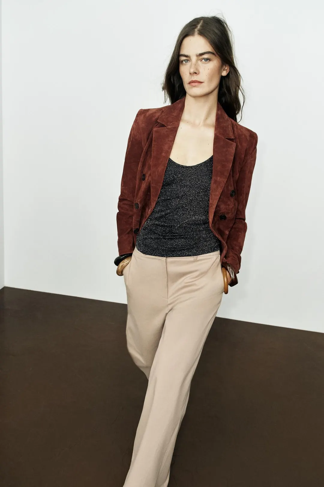 Топ на бретелях с металлизированной нитью, Zara