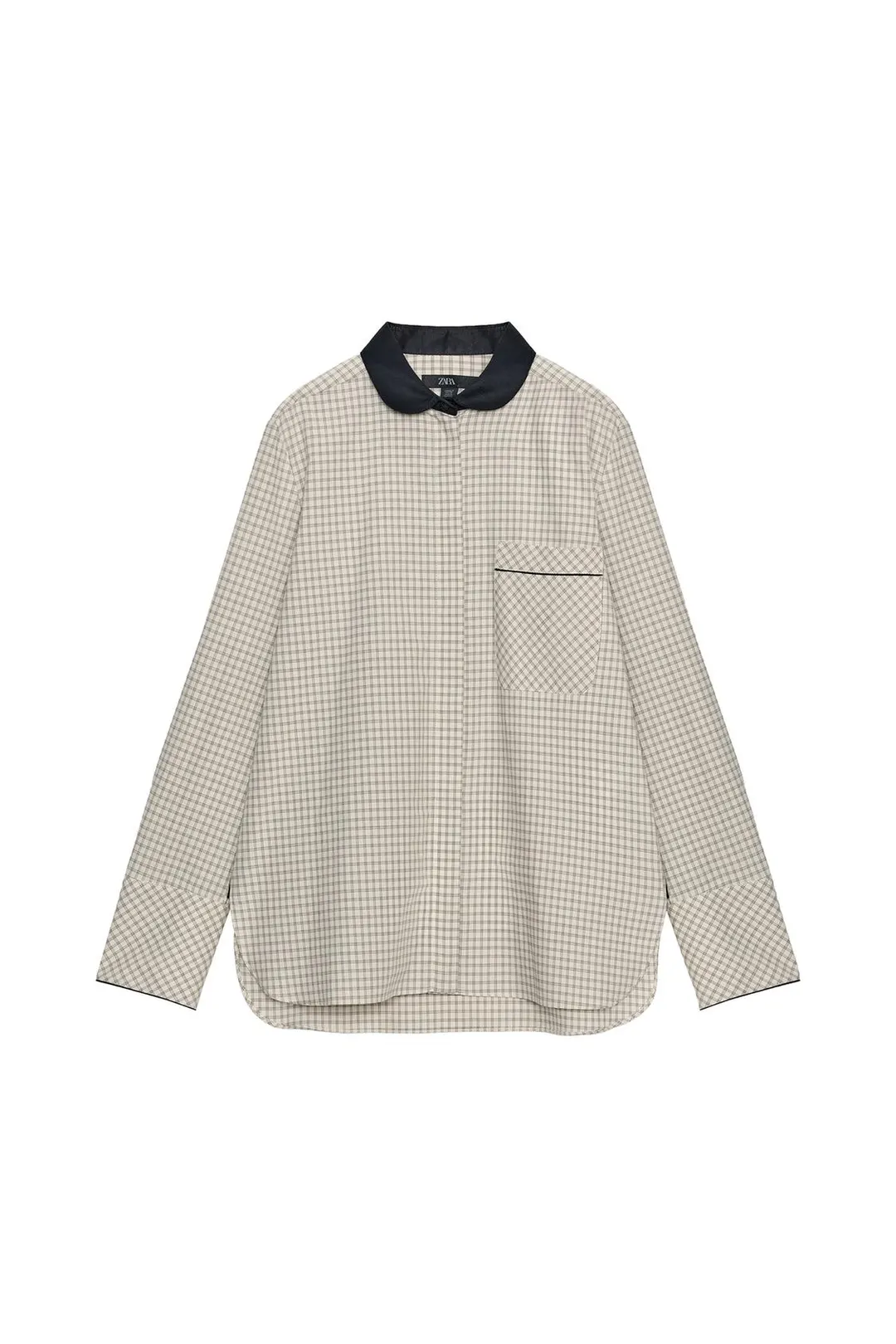 Рубашка в клетку с контрастным воротником ZW Collection, Zara