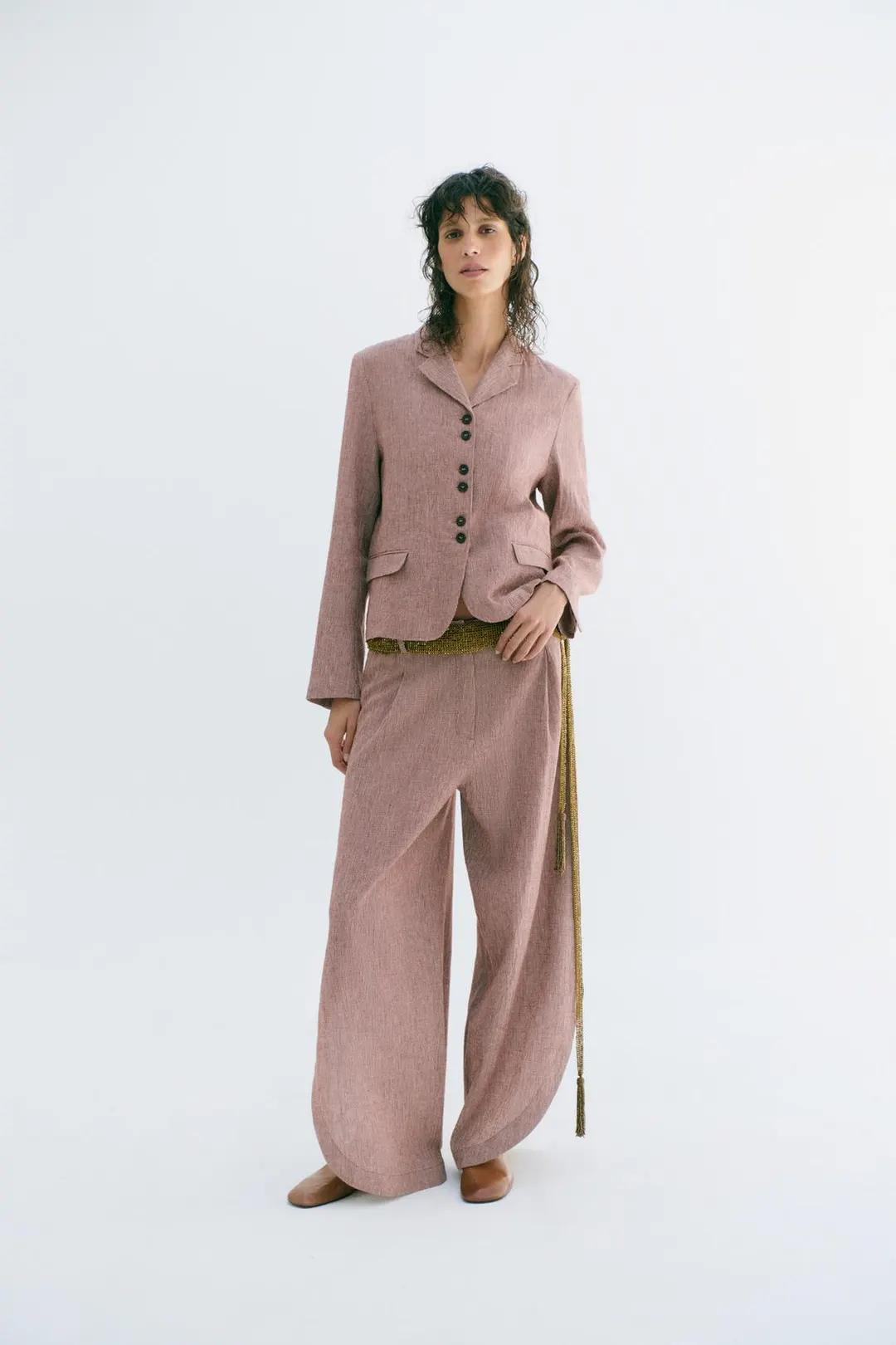 Брюки ZW Collection из смесового льна с боковыми разрезами, Zara