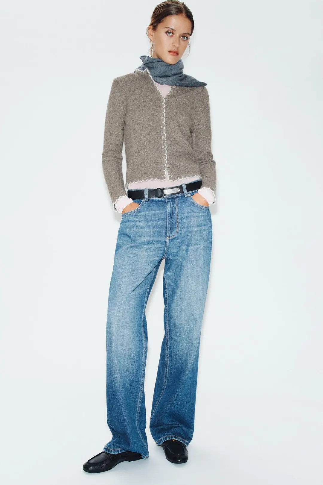 Кардиган с контрастной отделкой, Zara