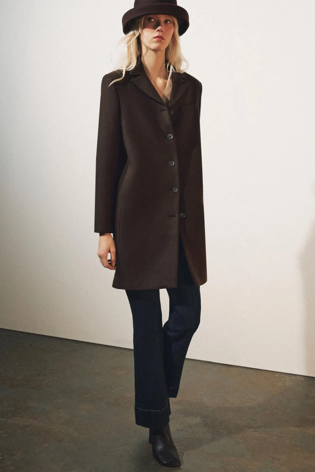 Пальто миди из смесовой шерсти ZW Collection, Zara