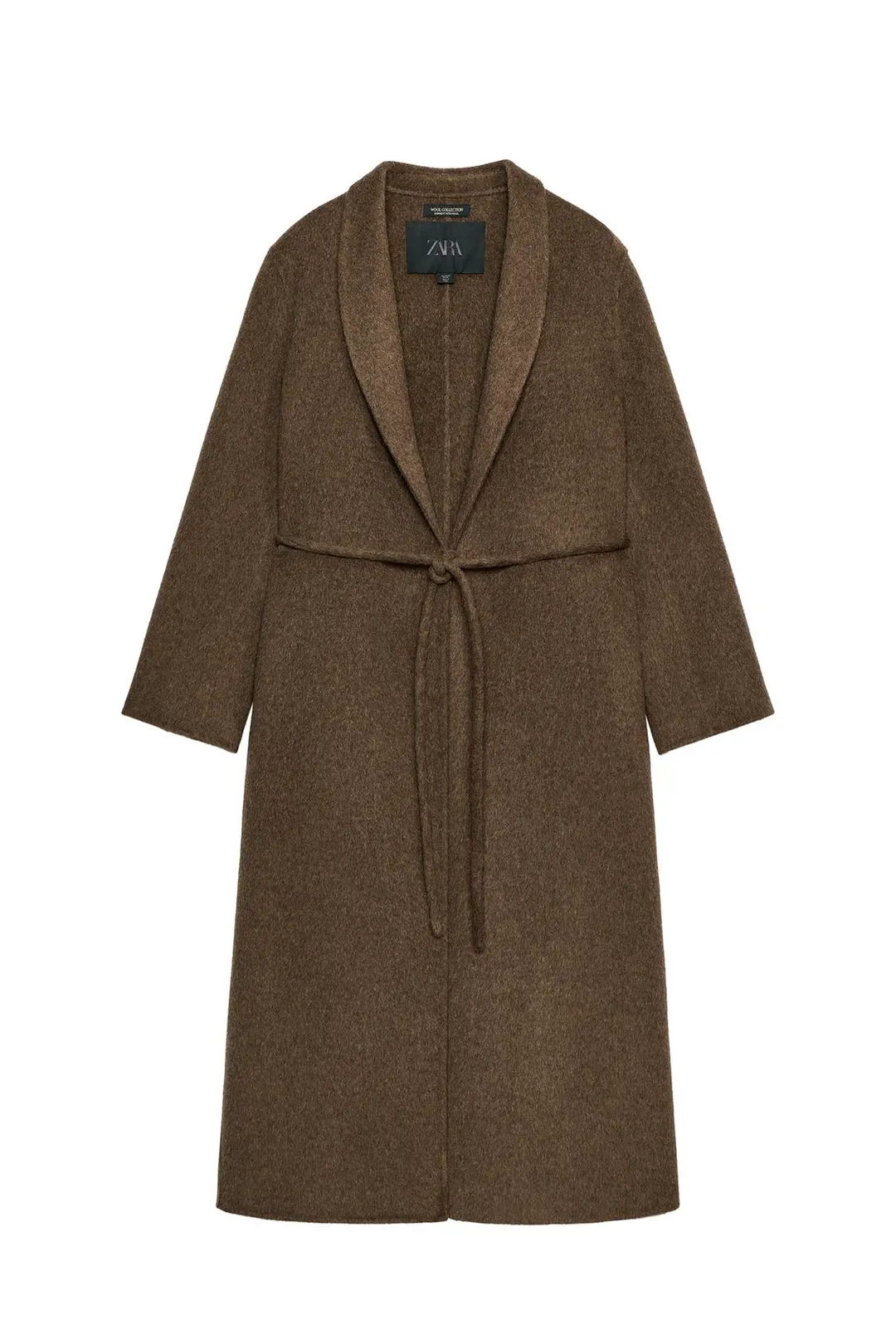 Пальто из смесовой шерсти с поясом ZW Collection, Zara