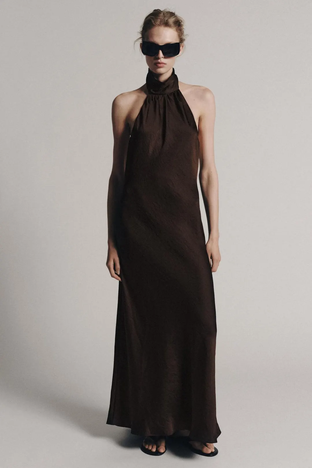 Длинное платье халтер ZW Collection, Zara